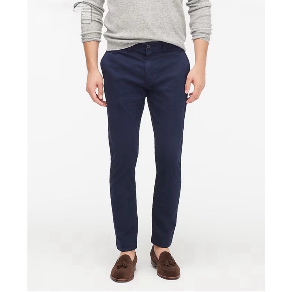 NWT J. Crew 250 Skinny Fit Stretch Chino Pants Navy Blue Men’s 32x34